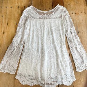 Tokyo Darling Lace Embroidered‎ Dress White Size M Tunic